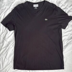 Lacoste Black Short Sleeve Tee V-Neck